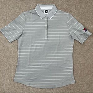 FootJoy Shirt Adult Medium Gray Polo Striped Sage Logo Golf Outdoor Preppy Men